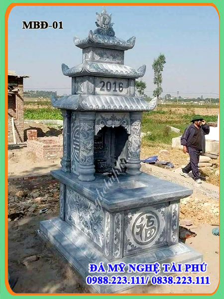 Mộ ba mái đá chạm rồng phượng 01