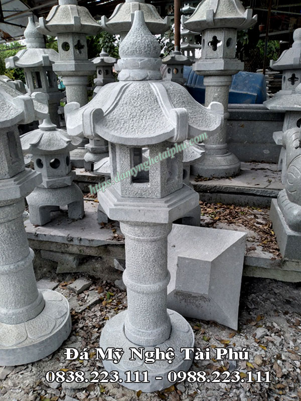 đèn đá trang trí, mẫu đèn đá tròn trang trí sân vườn, đèn đá đẹp, đèn đá lục giác