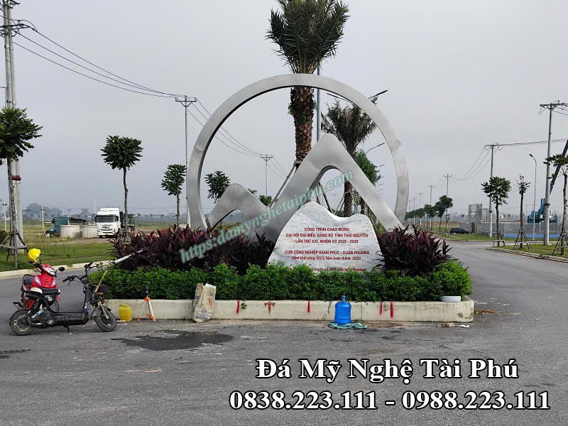 Biển hiệu đá khối, bia đá trắng tự nhiên